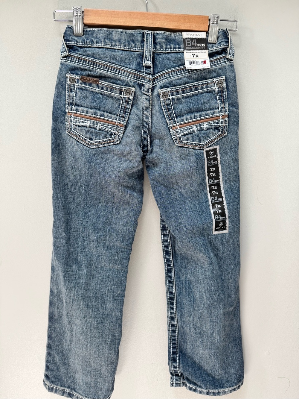 NWT! Ariat Jeans Boys Size 7R Blue B4 Relaxed Stretch Boot Cut Youth Western - Picture 6 of 6